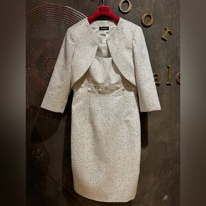 Jovani formal white pencil dress & jacket set size 14 mother of the bride NWOT